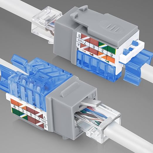 Everest 45° Angled RJ45 Cat5e Keystone Jacks 50-Pack in Gray - Image 8