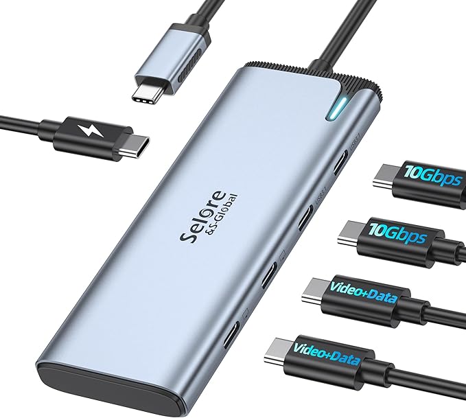 Selore&S-Global USB C Splitter USB C 4K/60Hz DP Alt Mode, USB C Hub Multiport by SeloreS-Global
