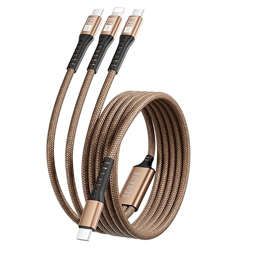 SDBAUX Multi Charging Cable 100W USB C to 3 in 1, Nylon Braided PD 27W/100W by RetractableMulticableExpert