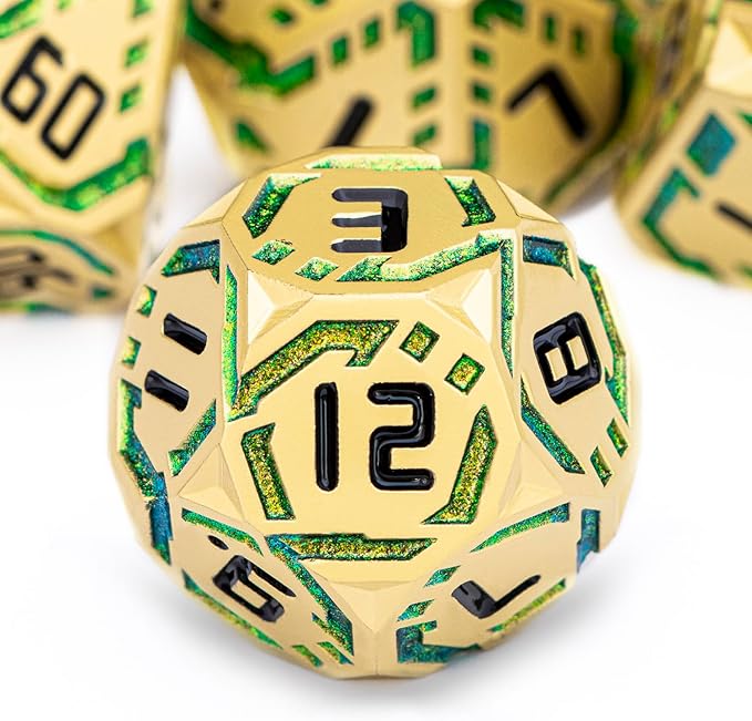 Metal DND Sci-fi Dice Set 7PCS Stripe Polyhedral Dice - Image 4