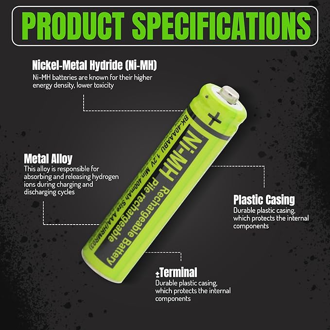 RocketBus 6-Pack BK-40AAABU Replacement 1.2V 400mAh Battery - Image 2