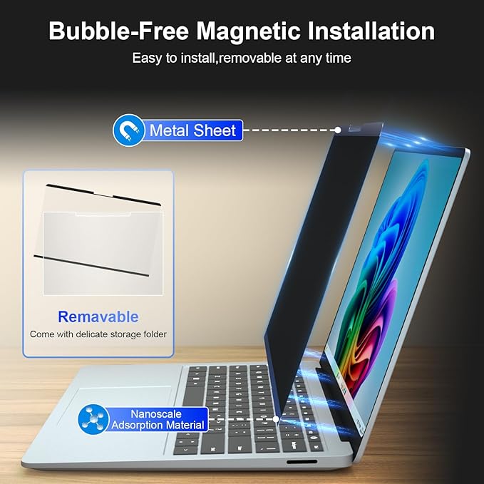 Magnetic Privacy Screen for 15 Inch Microsoft Surface Laptop 7, Removable Anti - Image 3