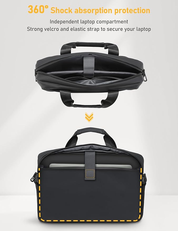 13-14 Inch Laptop Shoulder Bag Business Briefcase Water Resistant Computer - Image 4