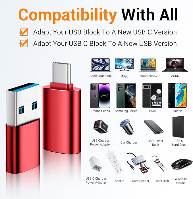   USB to USB C Adapter, USB C Male to USB 3.0 Female - Image 2