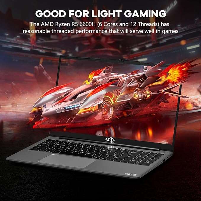 NIMO 15.6" IPS FHD-Gaming-Laptop, AMD Ryzen 5 6600H 6-Cores 660M GPU 64GB DDR5 - Image 3