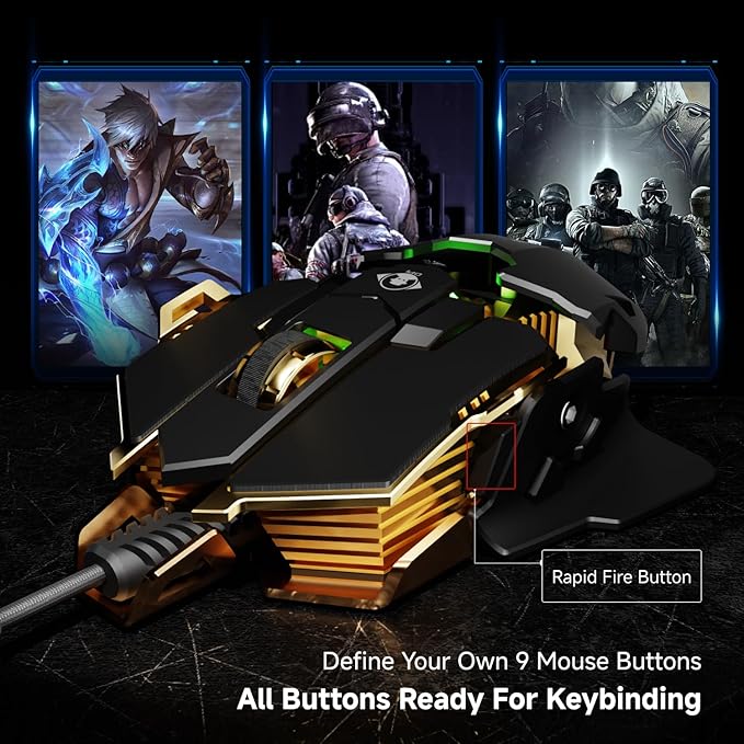 EWEADN G5 Wired Gaming Mouse, Ergonomic RGB Computer Mouse, 12800 Adjustable DPI - Image 5