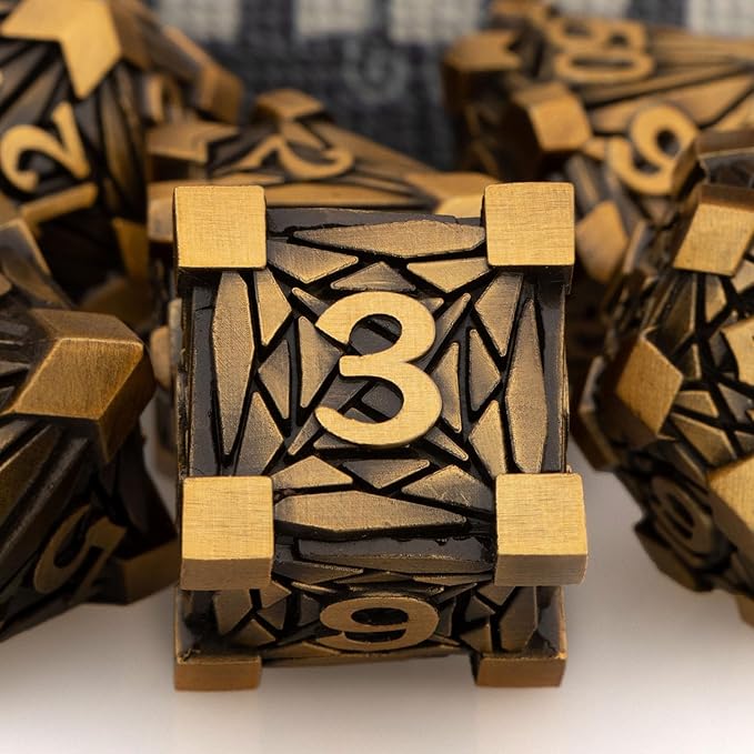 7PCS Metal DND Dice Set with Box, Debris RPG Red D and D Dice - Image 3