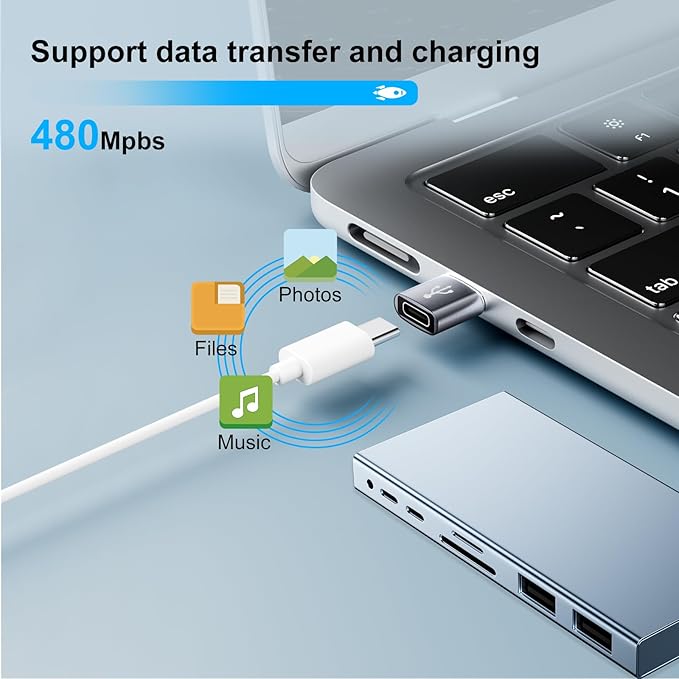 USB to USBC Adapter 8 Pack, USB A to C Adapter, USBC Female to USBA Male OTG - Image 3