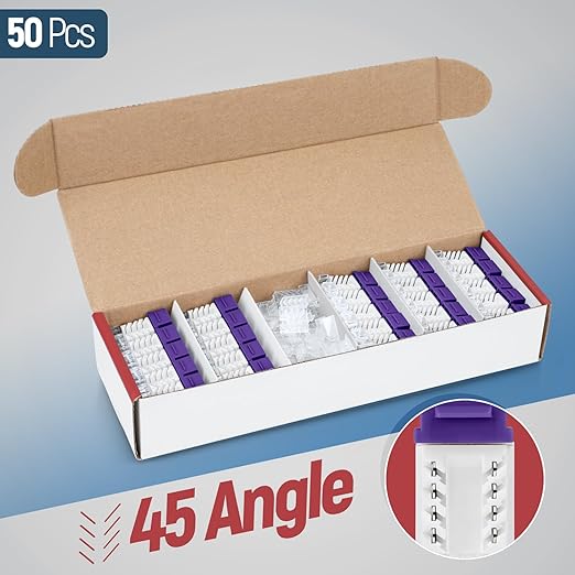 Everest 45° Angled RJ45 Cat6 Keystone Jacks 50-Pack in Purple - Image 2