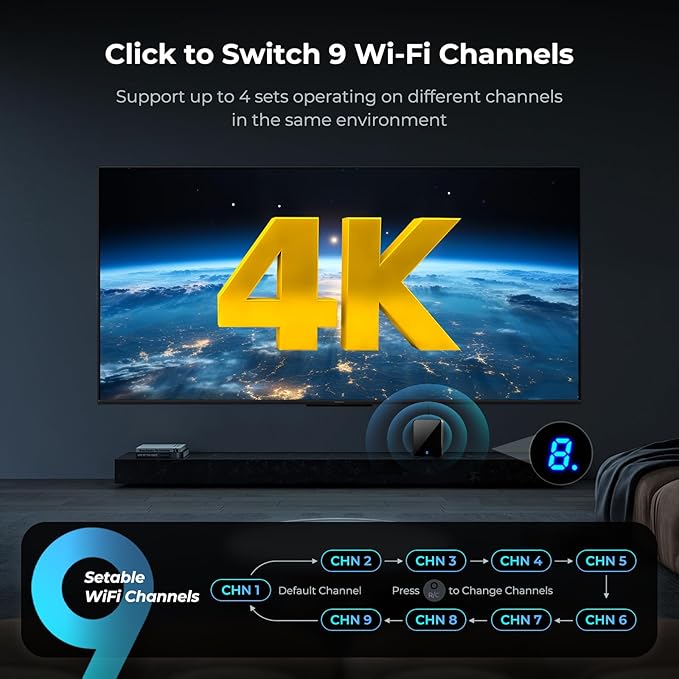 Wireless HDMI Transmitter and Receiver 4K 30Hz, 400FT/120M Long Range, 9 - Image 6