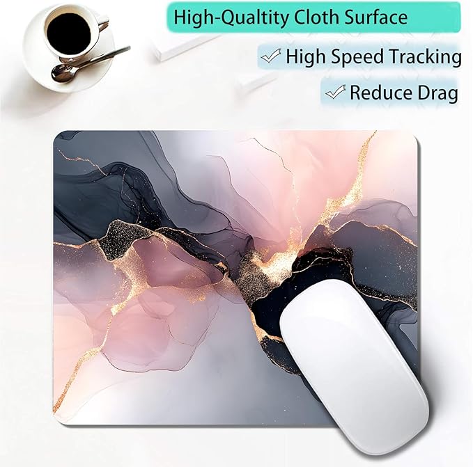 Black Rose Gold Marble Custom Mouse Pad - Image 3