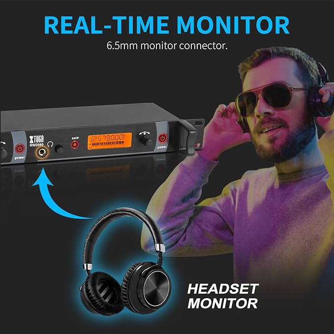 XTUGA RW2080 Wireless in Ear Monitor System 4 Bodypacks UHF IEM System - Image 2