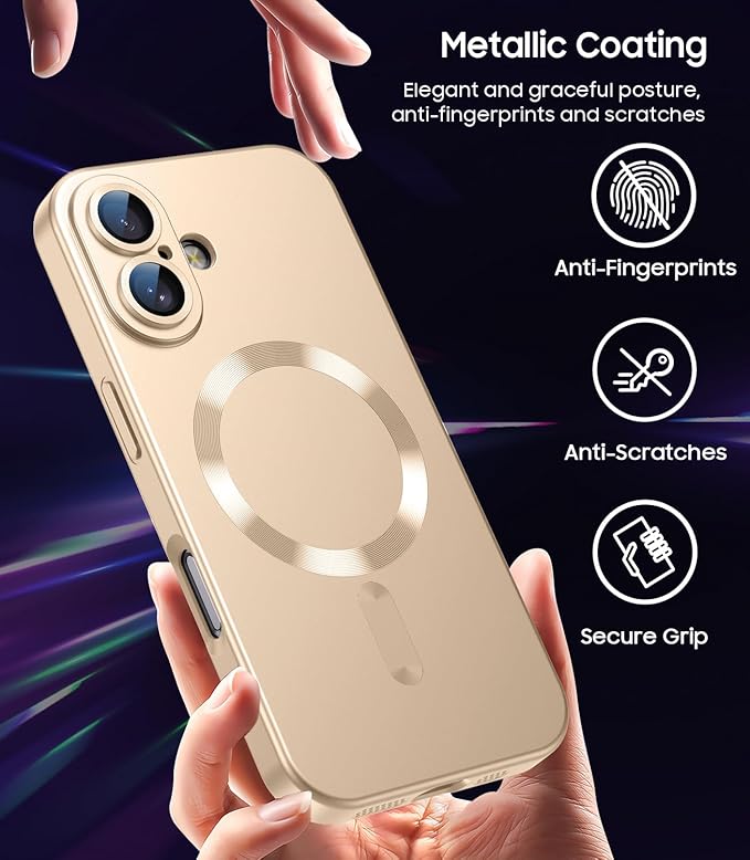 Magnetic for iPhone 16 Case Slim Soft Silicone Bumper Shockproof Metallic - Image 6