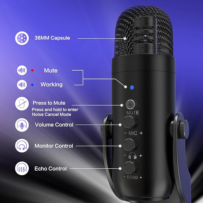 ZealSound USB Microphone, Condenser Computer PC Mic, Plug&Play Gaming - Image 4