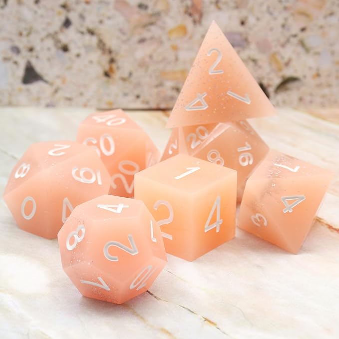 Haxtec Sharp Edge Dice Pink Resin DND Dice Set - Image 4