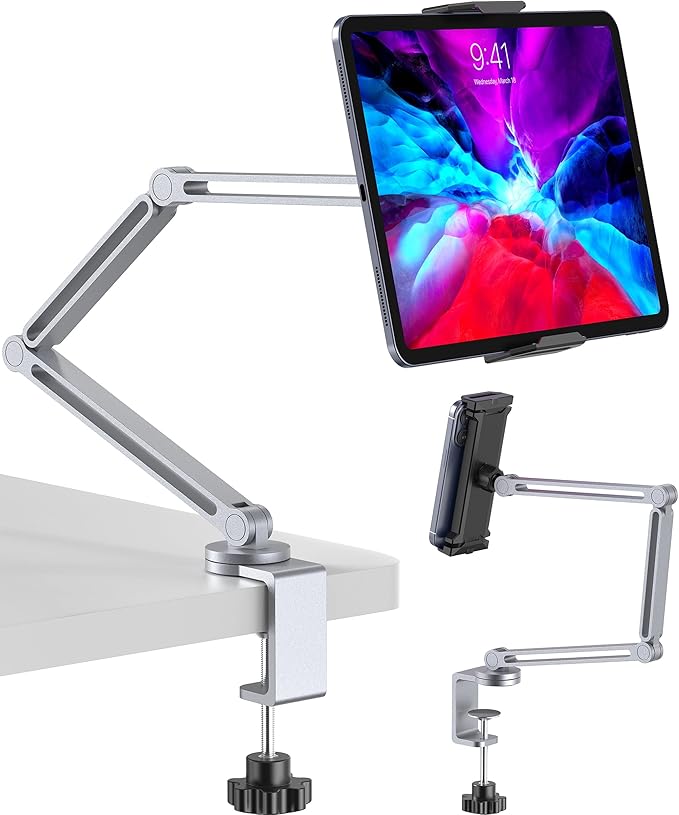 Tablet Arm Mount with Super Grip, Adjustable Foldable Holder & Heavy Duty by DeliveringDesktopFashion