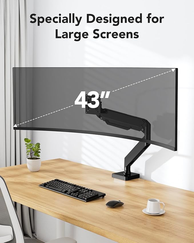 HUANUO Ultrawide Monitor Arm for 13 to 43 Inch Screens, Single Heavy Duty - Image 2