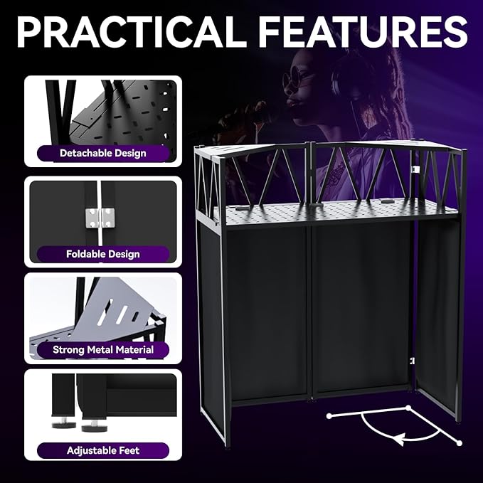 Portable DJ Booth Table, Foldable DJ Table Stand Portable - Image 2