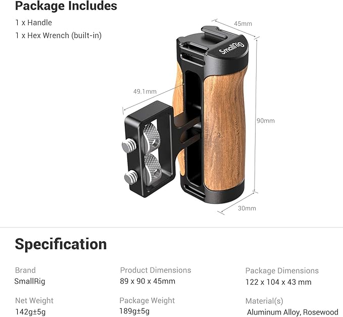 SMALLRIG Wooden Mini Handle Side Handgrip - Image 7