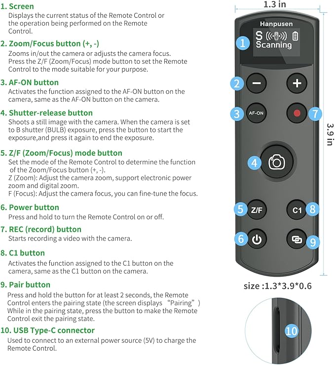 for Sony Camera Rechargeable Remote Control Wireless Shutter Release Compatible - Image 7