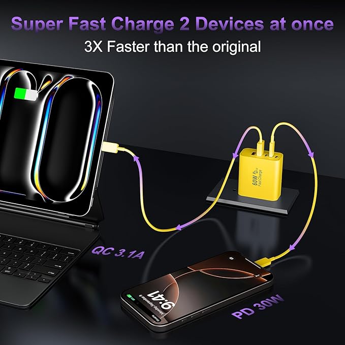 USB C Fast Wall Charger Block, 5-Port PD+QC Power Adapter Multiport Brick Type - Image 3