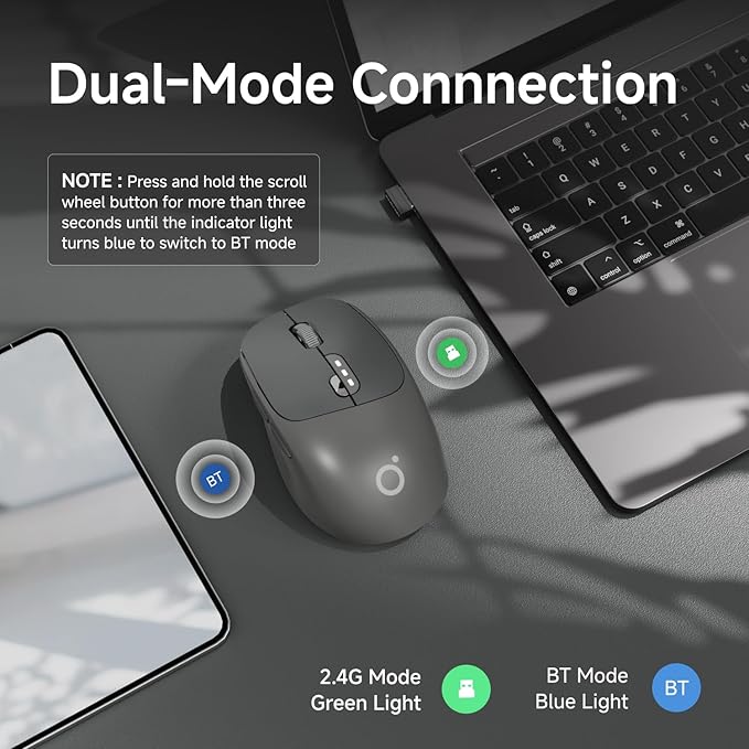 EWEADN Q5 Wireless Mouse, Battery Level Display, Ergonomic Office Mouse - Image 3