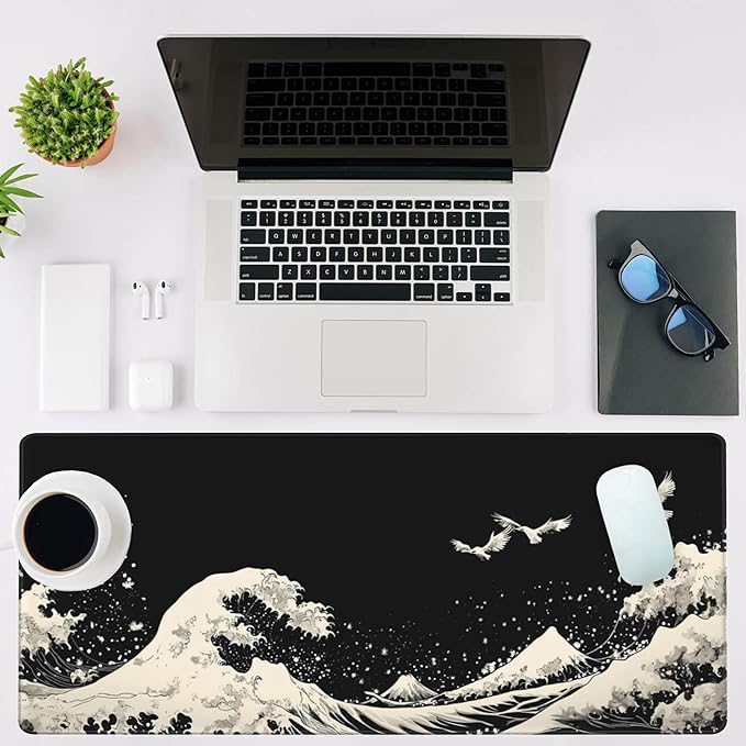 Mouse Pad Large White Wave Non-Slip Gaming Desk Mat - Image 2