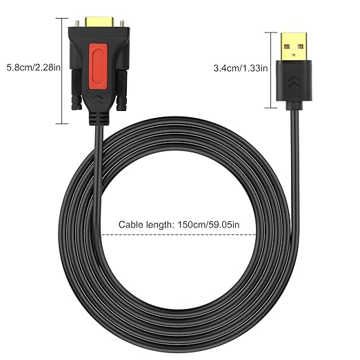 XMSJSIY USB to RS232 DB9 Serial Adapter Cable USB A Male to D-SUB 9-Pin Female - Image 2