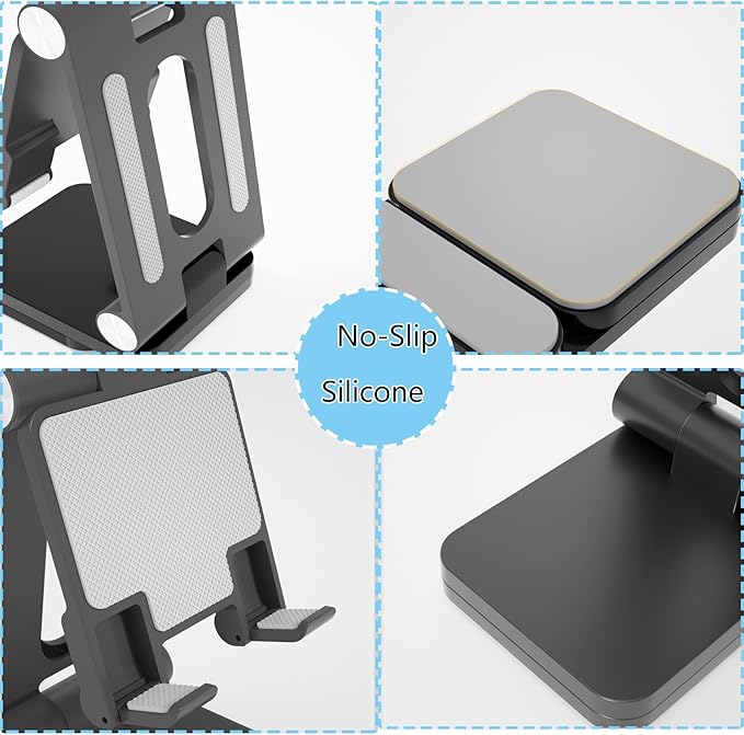 Folding Cell Phone Stand, Laptop Stand, Adjustable Height and Angle Foldable - Image 5