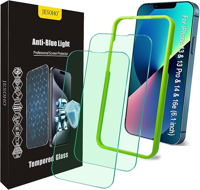 Blue Light Screen Protector for iPhone 16e iPhone 13 iPhone 13 Pro & iPhone 14 by JESOHO