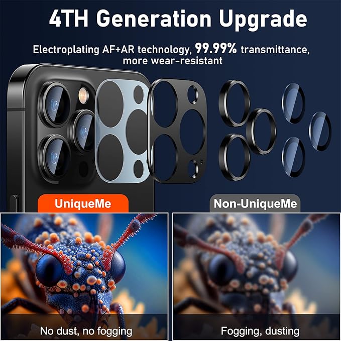 UniqueMe for iPhone 13 Pro/iPhone 13 Pro Max Camera Lens Protector, Metal Ring - Image 2