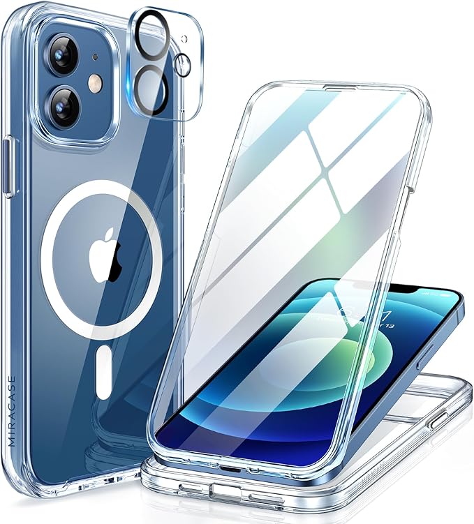 Miracase Magnetic for iPhone 12/12 Pro Case 6.1 inch, Upgrade Full-Body Clear by Miracase