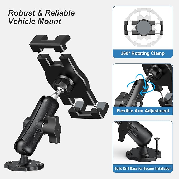 Heavy Duty Tablet Mount for Truck & Vehicle, Drill Base Tablet Holder for Truck - Image 5