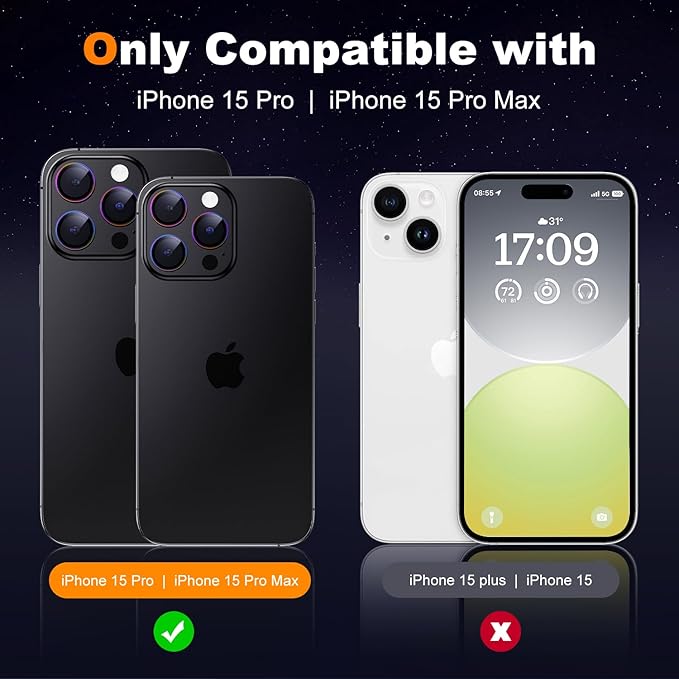 Hoerrye for phone 15 Pro Max/phone 15 Pro Camera Lens Protector, 9H Tempered - Image 7