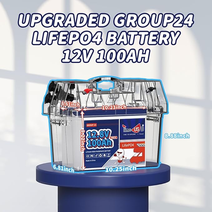 12V 100Ah Lithium Iron Phosphate Battery BCI Group 24, Timeusb LiFePO4 Battery - Image 2