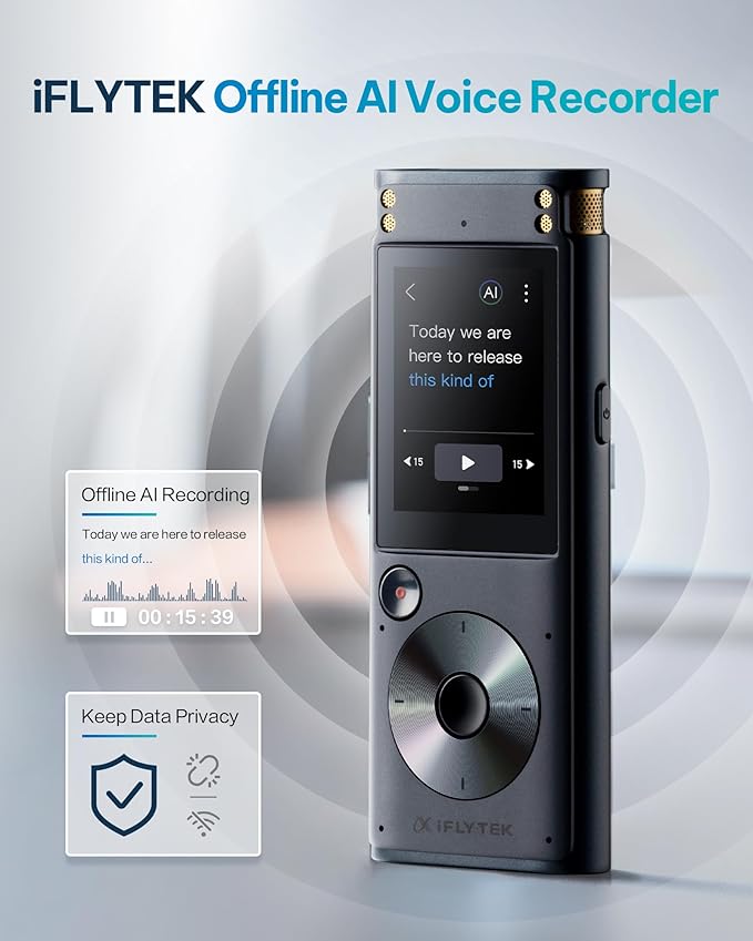 iFLYTEK AI Voice Recorder with Playback & Voice Activated Recording, 32GB - Image 2
