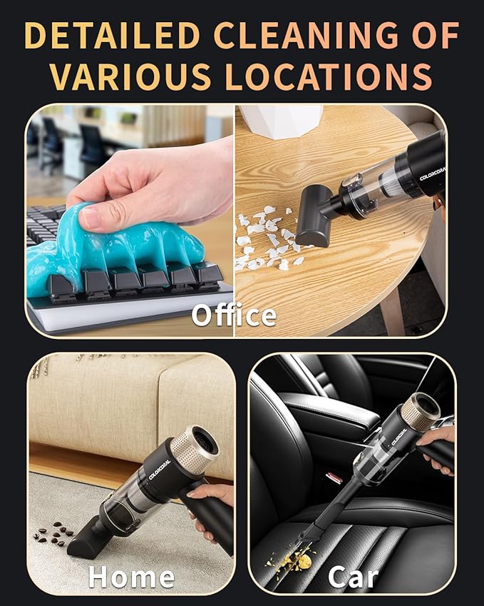 COLORCORAL Mini Vacuum Cleaner Portable Cordless Keyboard Cleaner Powerful - Image 5