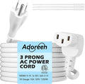 Adoreen 6 Ft Computer TV Replacement Power Cord White, 90 Degree Angled by Adoreen
