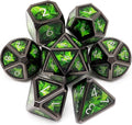 Haxtec Metal Dice Set D&D Acid Splash Real Scene Black Green Polyhedral DND by HaxtecDice