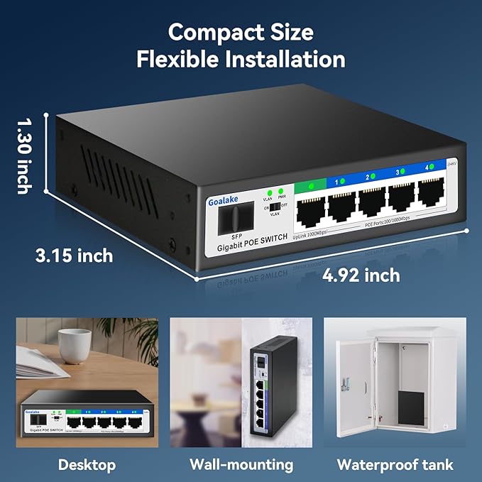 5 Port Gigabit PoE Switch and 1 Gigabit SFP Slot, Unmanaged PoE Switch - Image 7