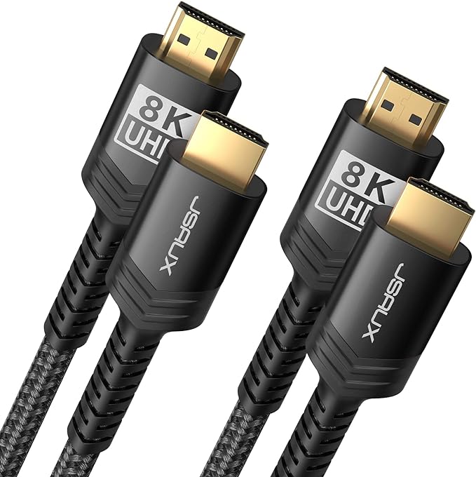 JSAUX HDMI Cables 2.1 2-Pack 6FT, 48Gbps 8K & 4K Ultra High Speed Braided HDMI by JSAUX