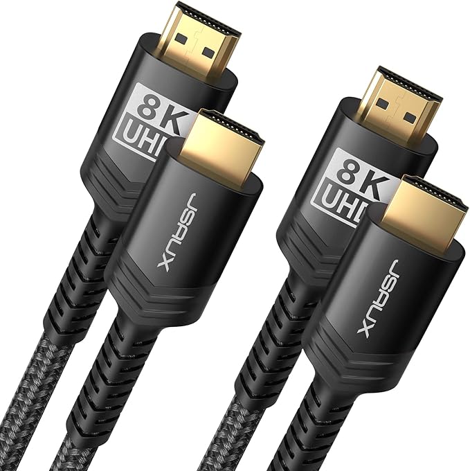 JSAUX 8K Long HDMI Cable 15ft 2-Pack 48Gbps Ultra High Speed HDMI 2.1 Braided by JSAUX