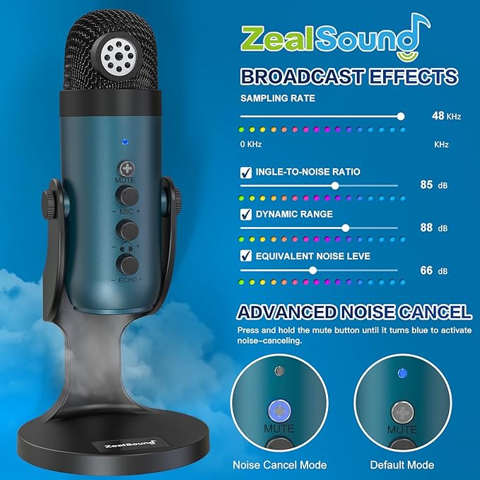 ZealSound USB Condenser Microphone, Computer PC Gaming Mic, Plug&Play - Image 3