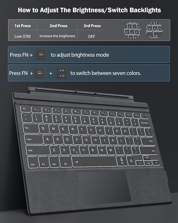 MoKo Microsoft Surface Pro 7/Pro 6/Surface Pro 5/Pro 4/Pro 3 Type Cover - Image 4