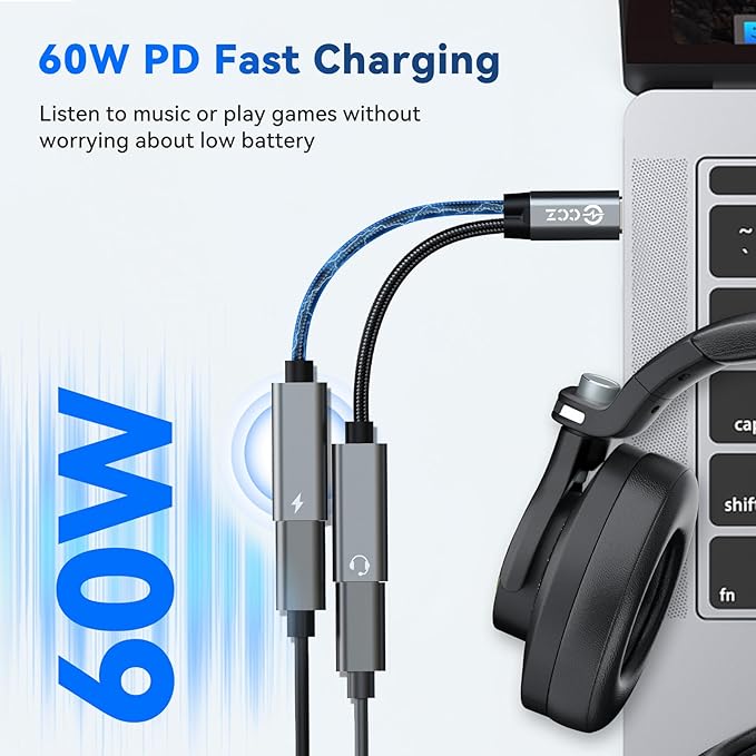USB C Splitter, 1 in 2 Out Dual USB C Type Headphone and Charger Audio Adapter - Image 8