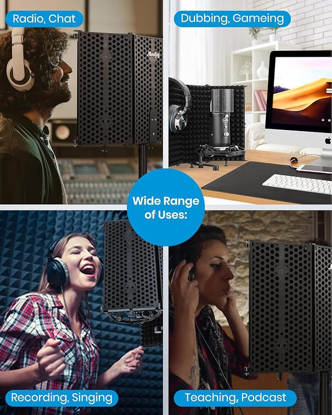 Moukey Microphone Isolation Shield, Foldable Mic Shield - Image 5