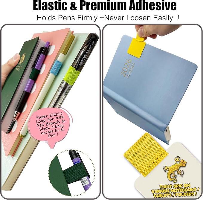 Pen Loop Holder for Notebook 12 Colors Self-Adhesive Stick On Pen Holder - Image 4