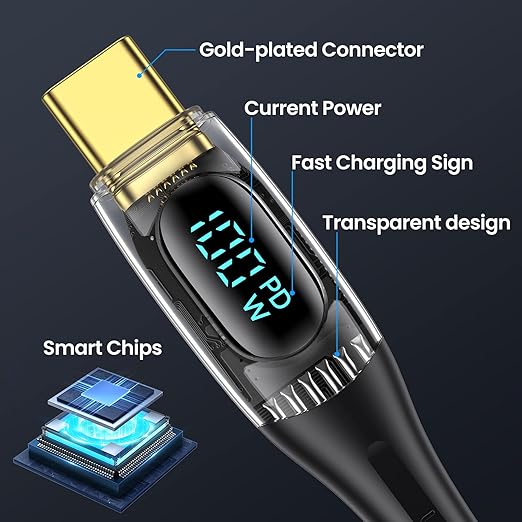 USB C to Multi Charging Cable, USAMS 100W 4FT 5A Type C to Type C Fast Charger - Image 3