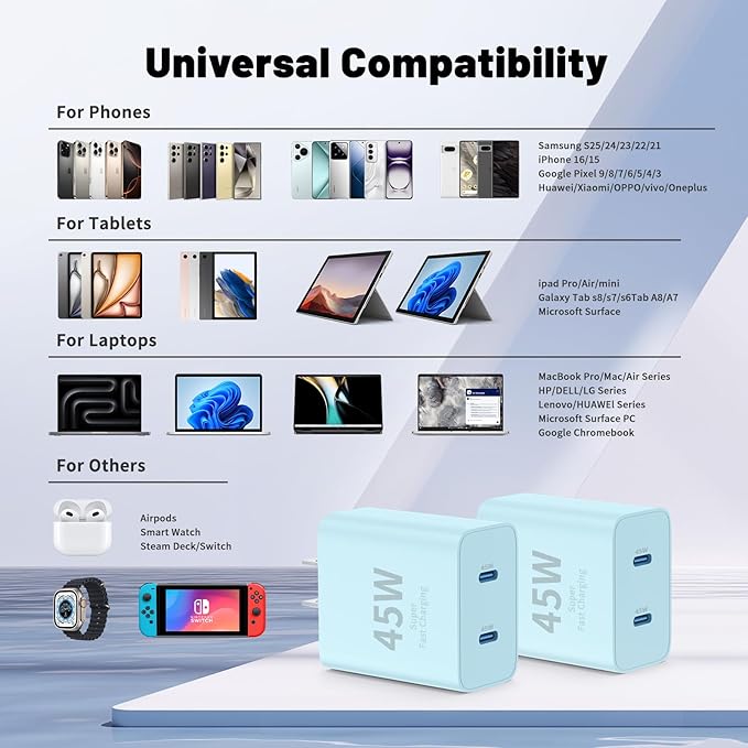 Super Fast Samsung Charger Type C, 45W Dual Port USB C Fast Charger Block & - Image 7