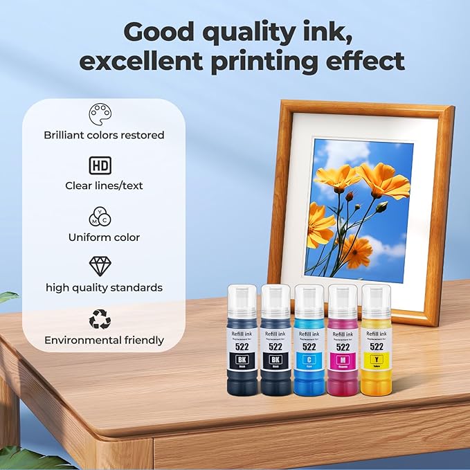 522 Ink Refill Bottles ET-2800 ET-4800 ET-2400 ET-2803 - Image 5